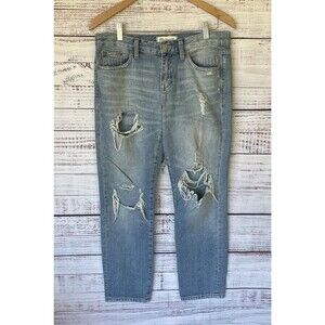 Madewell Women's 25 Distressed Mid-Rise Jeans Light Wash Straight Leg